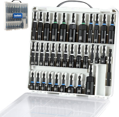 34-Piece Magnetic Nut Driver Set – Deep Nut Drivers, Impact Socket Adapters & Wing Nut Driver with Magnetic Tips and Storage Case