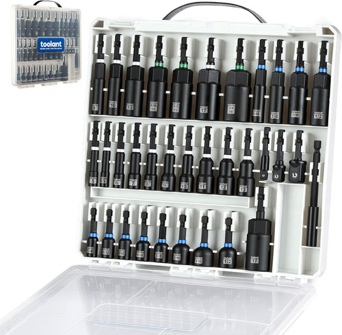 34-Piece Magnetic Nut Driver Set – Deep Nut Drivers, Impact Socket Adapters & Wing Nut Driver with Magnetic Tips and Storage Case