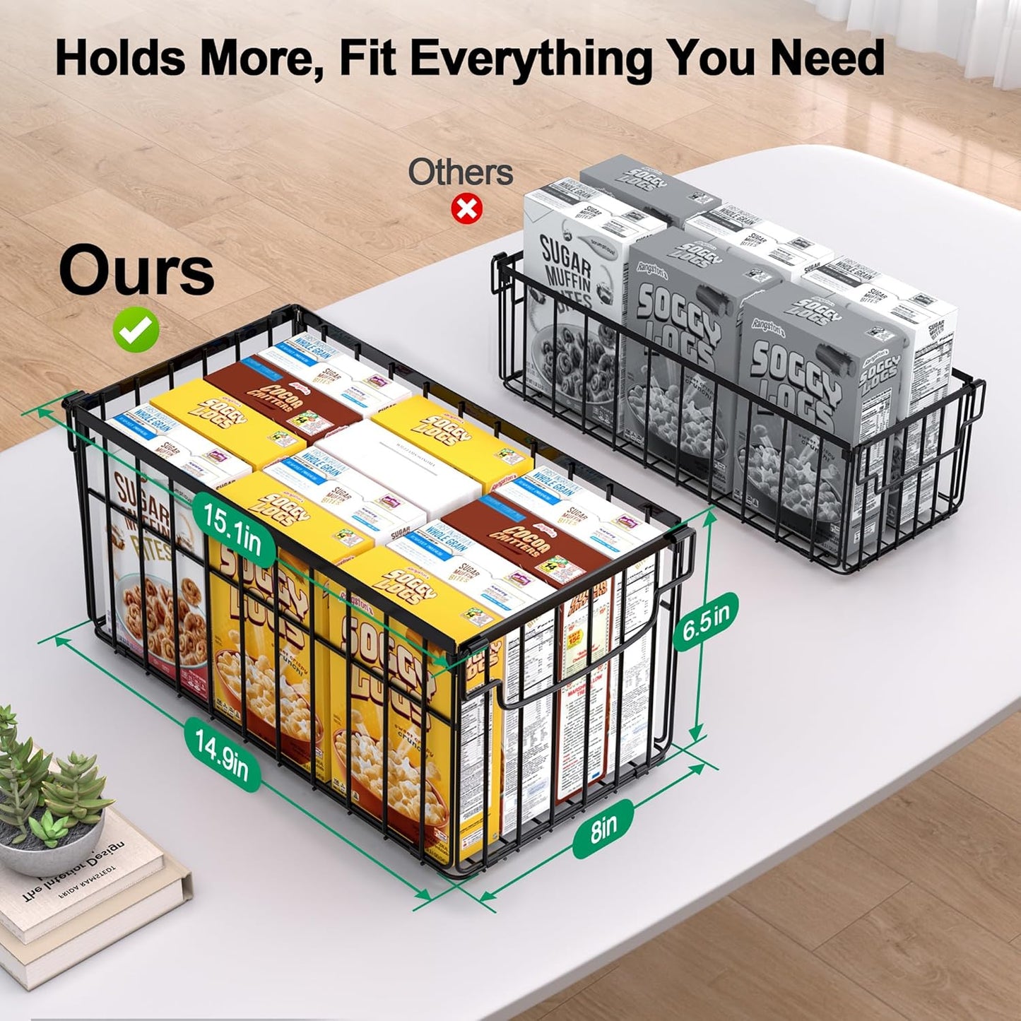 Freezer Organizer Bins, 2/4/6 Pack Stackable Chest Freezer Storage Baskets with Handles, Foldable Metal Bins for 5–7 Cu. Ft. Deep Freezers
